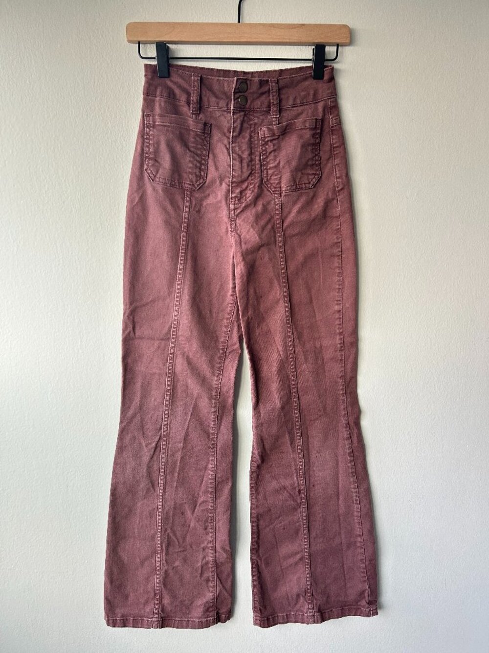 Marine Layer Bridget High Rise Wide Leg Patch Pocket Pants Burgundy Size 0